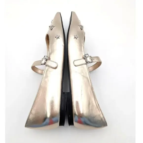 Karl Lagerfeld Paris Veyda Mary Jane Flat Women's White Gold Size US9M EU40 - Picture 6 of 11